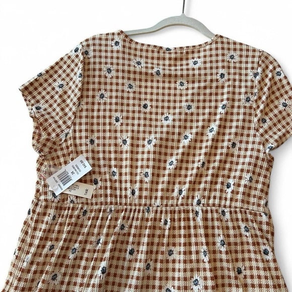 NWT- Planet Gold Plus Size 2X Babydoll Dress with Daisy Plaid - Picture 7 of 8